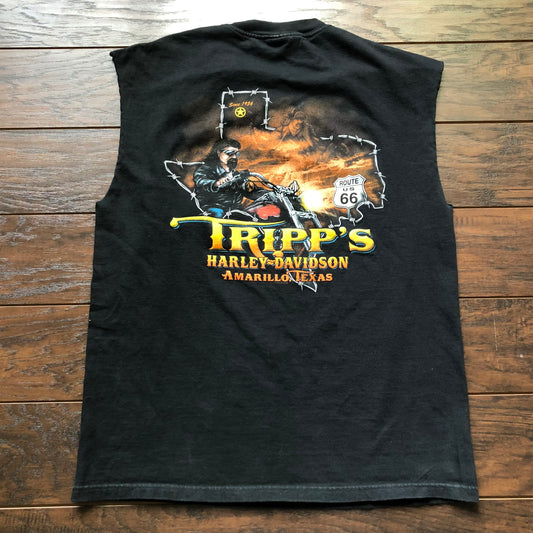 2003 Tripp’s Harley Davidson Amarillo, Texas Cut Off T-Shirt | Made in USA