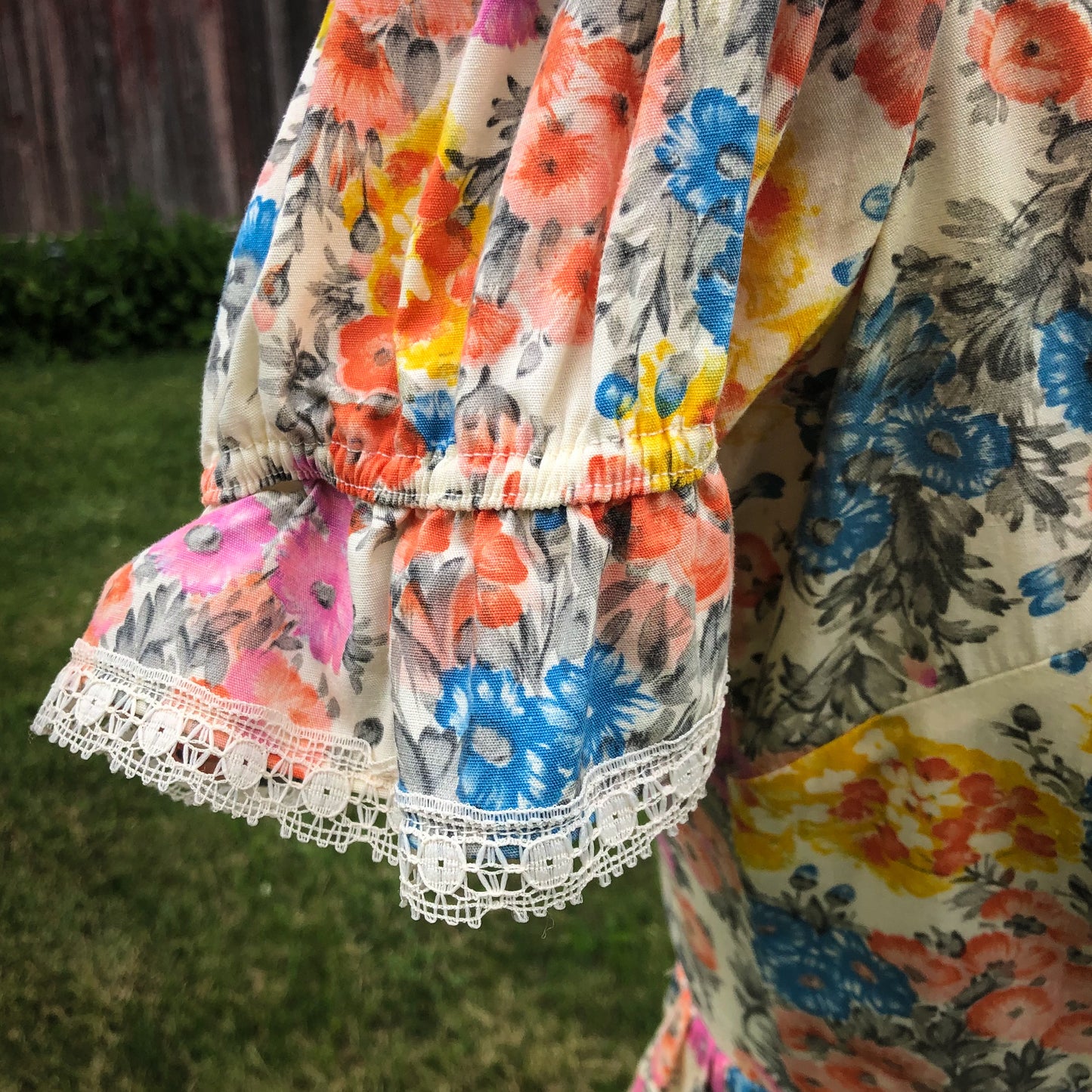 70s’s Vintage Boho Western Prairie Rockmount Ranch Wear Floral Square Wear Dress | Deadstock