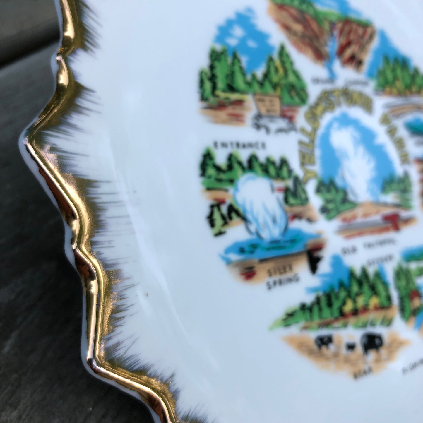 Vintage Yellowstone Park Souvenir Plate | Made in Japan