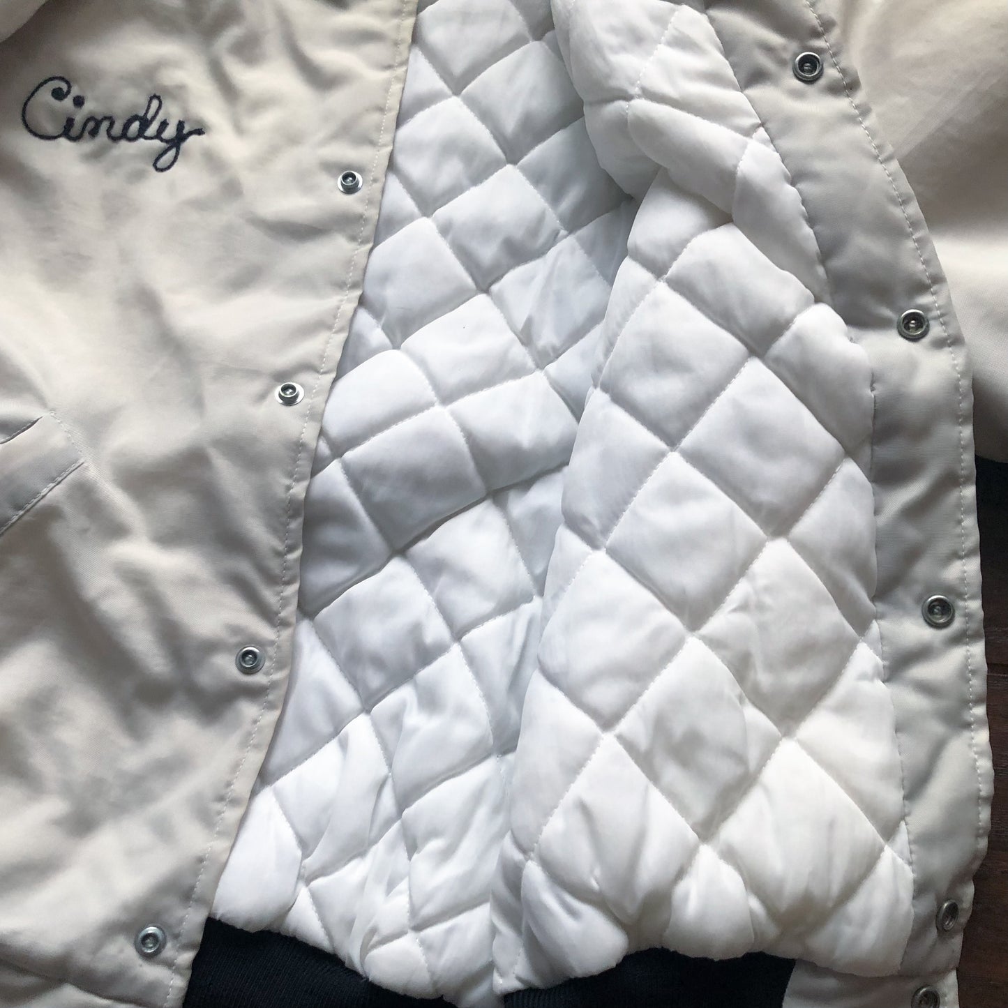 Vintage Three Rivers Construction Nylon Bomber Jacket “Cindy” | Midland, MI