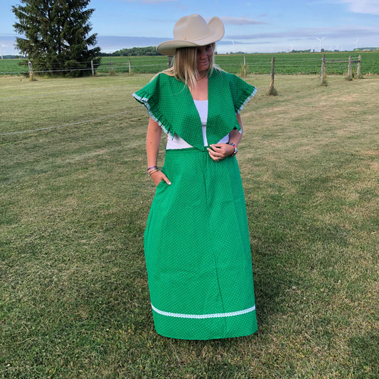 Vintage Western Prairie Women’s Skirt and Shawl Set
