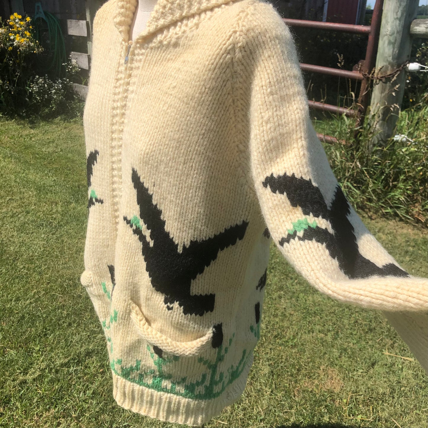 50’s/60’s Vintage Hand Knit Cowichan Sweater with Geese