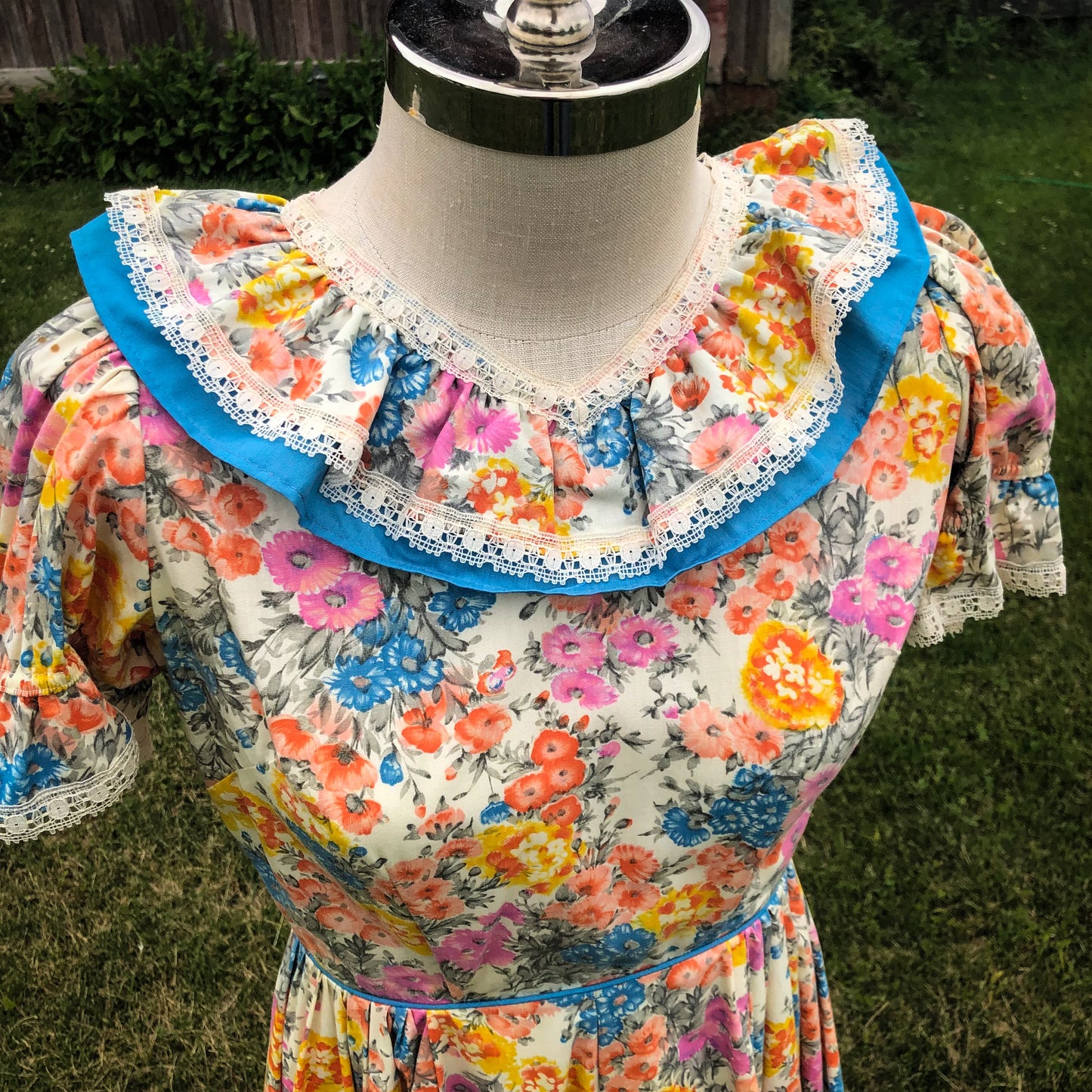 70s’s Vintage Boho Western Prairie Rockmount Ranch Wear Floral Square Wear Dress | Deadstock