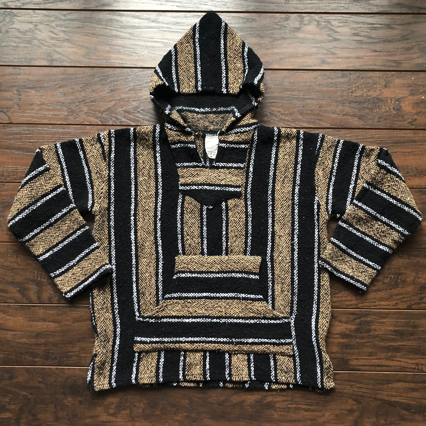 Vintage Frank’s Textiles Mexican Rug Hoodie with Kangaroo Pocket | Made in Mexico