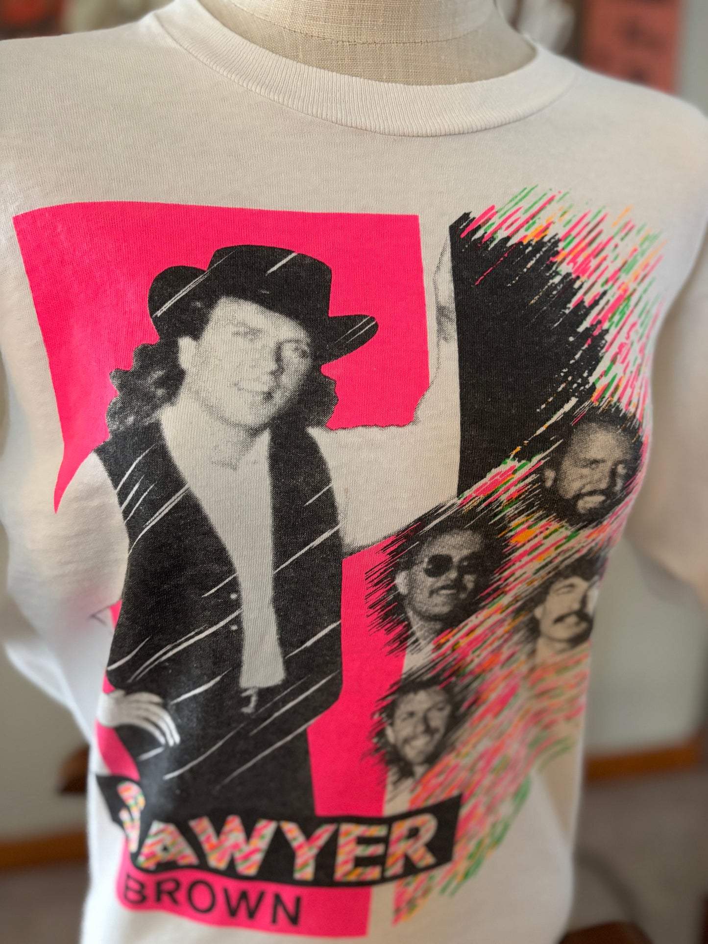 1989 Vintage Sawyer Brown Country Band Tee Neon Graphic Fruit of the Loom Made in USA Large