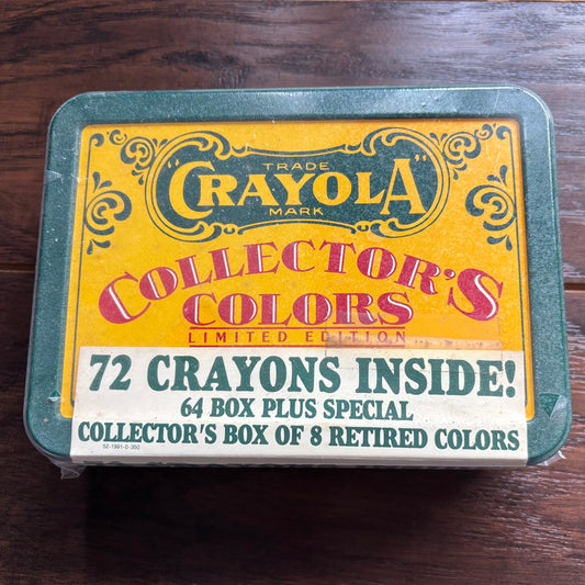 Vintage 1991 Crayola Collector’s Colors Limited Edition Tin Sealed | 72 Crayons Inside | Retired Colors Crayon Collectible | Nostalgia Gift
