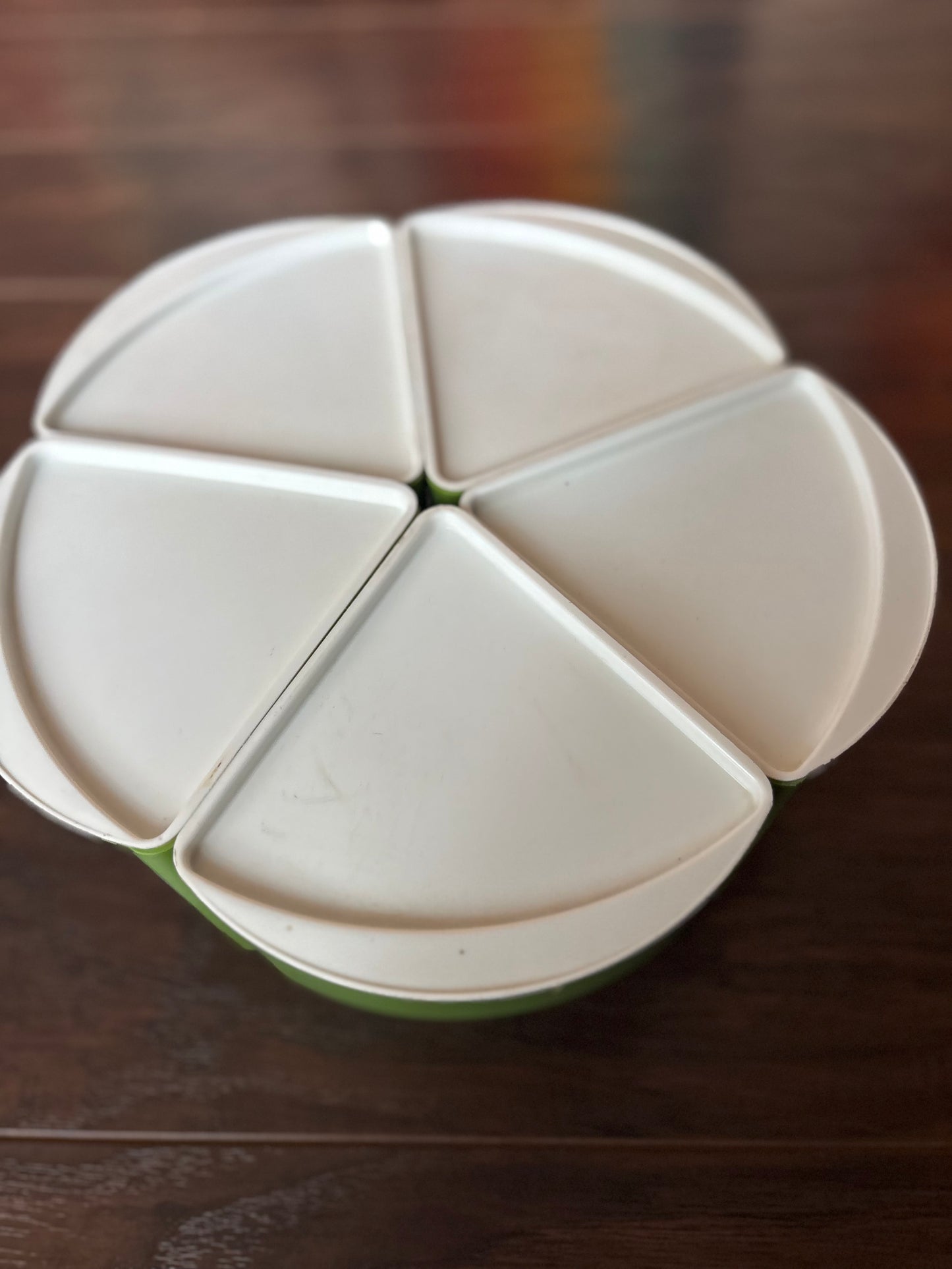 Vintage 1970s Rubbermaid Avocado Green Lazy Susan Canister Set | 5 Piece Revolving Kitchen Organizer | Retro MCM Storage Carousel
