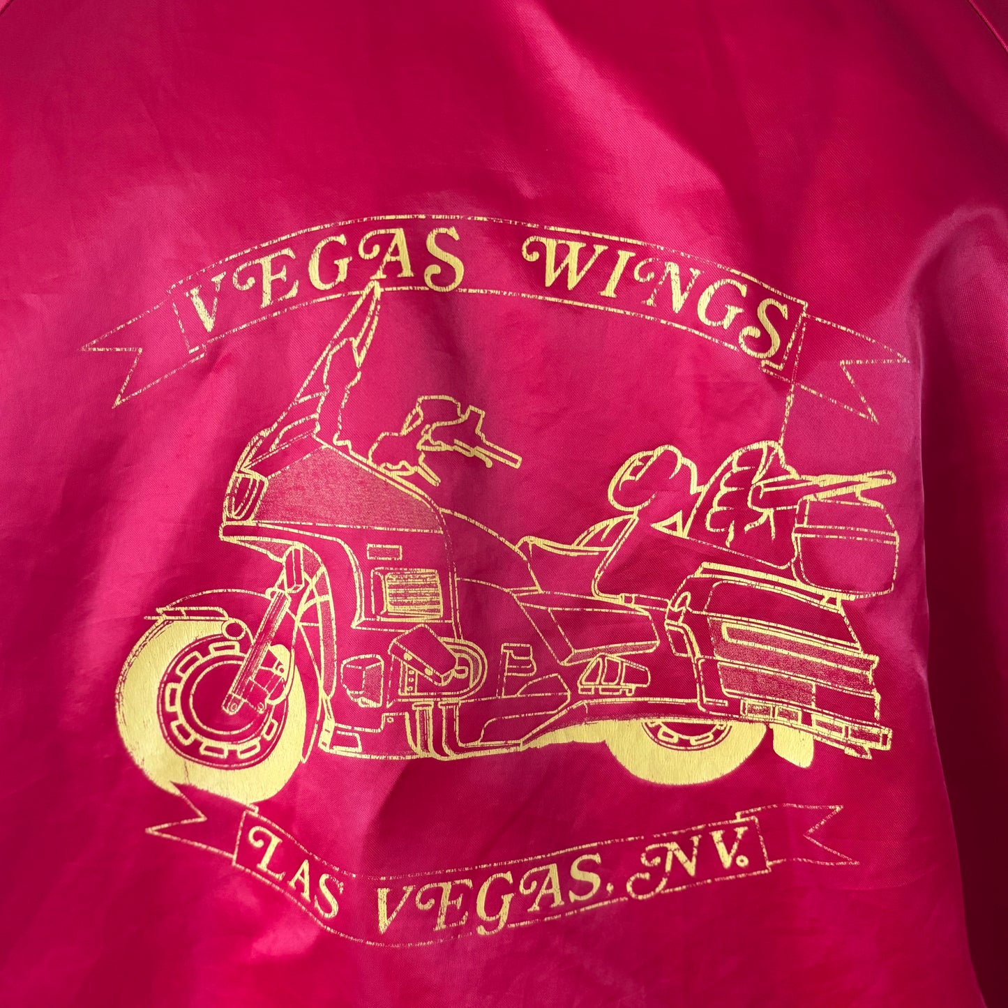 Vintage Las Vegas Satin Jacket XL Red Westark USA Vegas Wings Motorcycle Jacket
