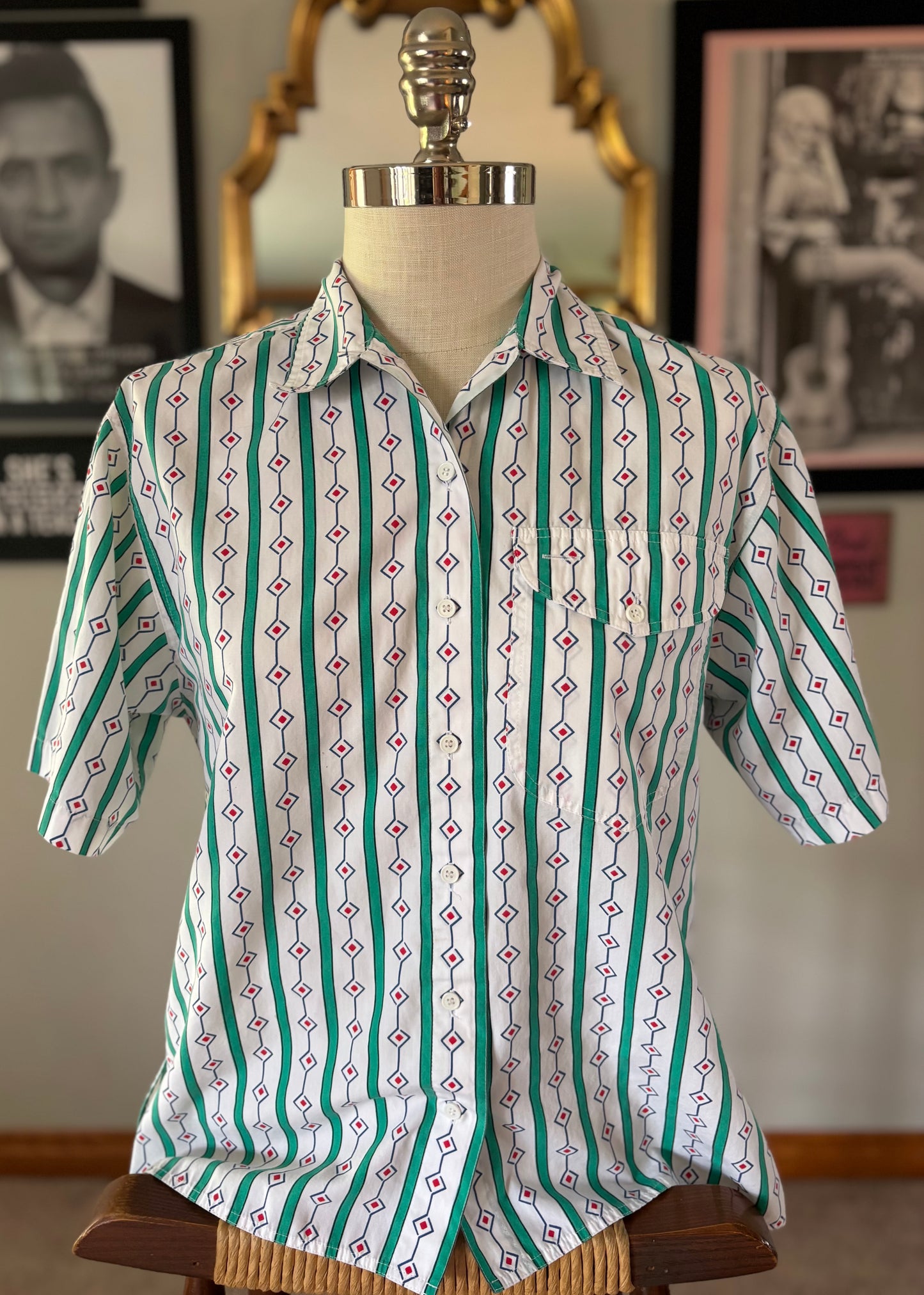 Vintage 90s Southwestern Geometric Button Up Shirt | Circle of Square | Western Inspired | Women’s Size 8