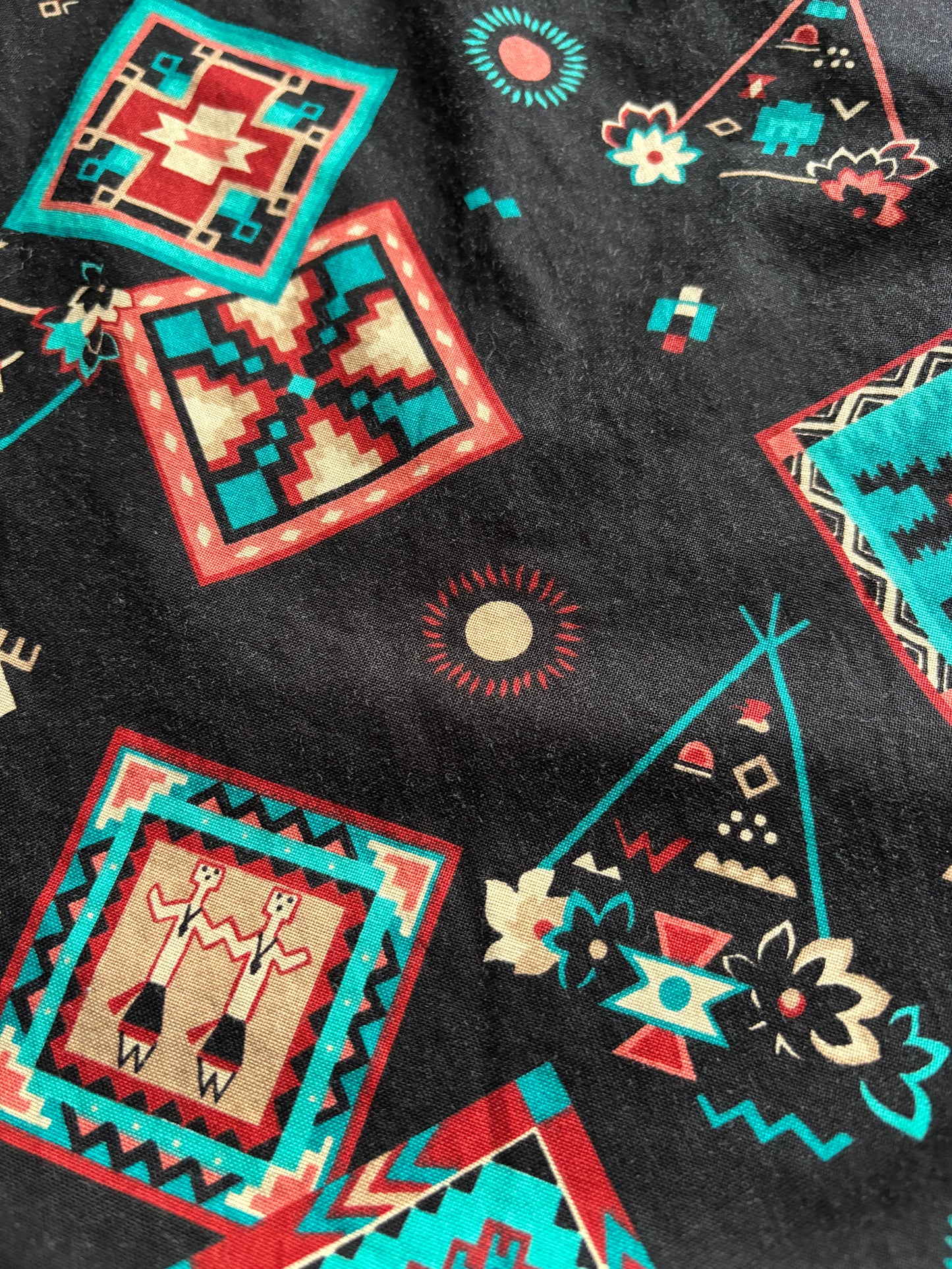 Vintage 90s Southwestern Layered Button Up Shirt with Bolo Tie Detail | Aztec Navajo Print Cowgirl Shirt