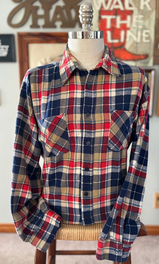 Vintage Coleman Plaid Flannel Shirt 1990s | 100% Cotton Button Up | XL Workwear Outdoor Shirt
