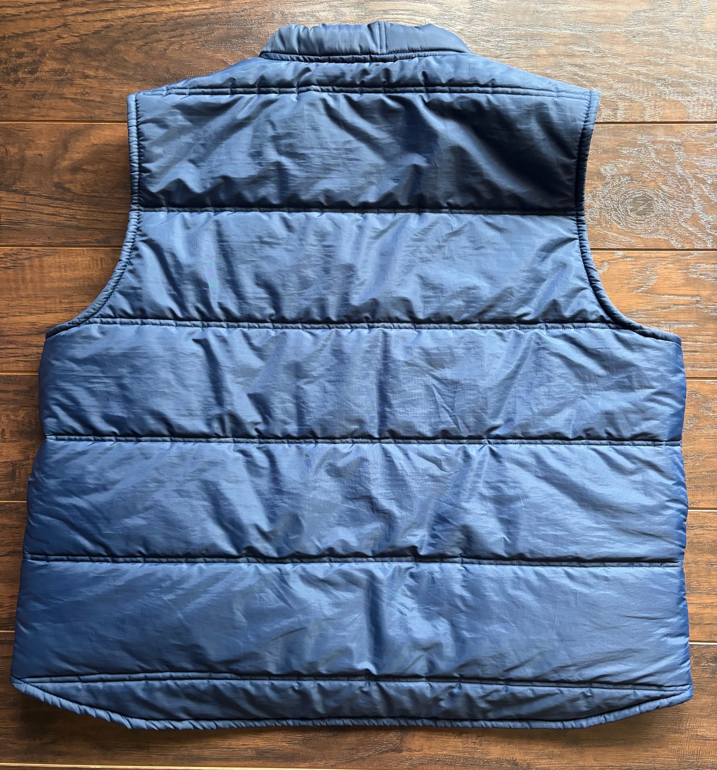 Vintage Puffer Vest with PTI Patch XL Made in USA Blue Quilted Workwear Puffer Vest