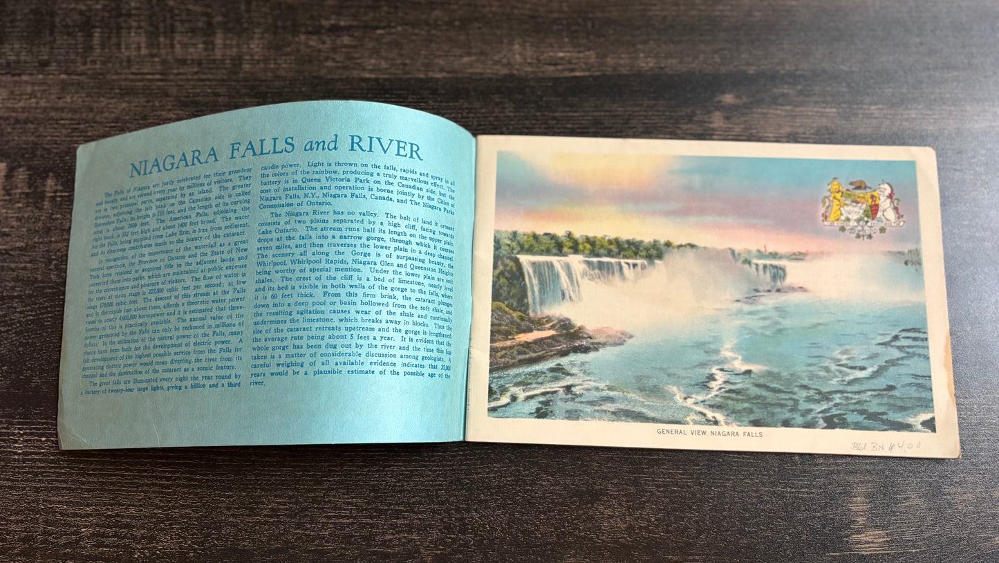 1948 Niagara Falls Canada Colored Pictures & Story Souvenir Book F.H. Leslie