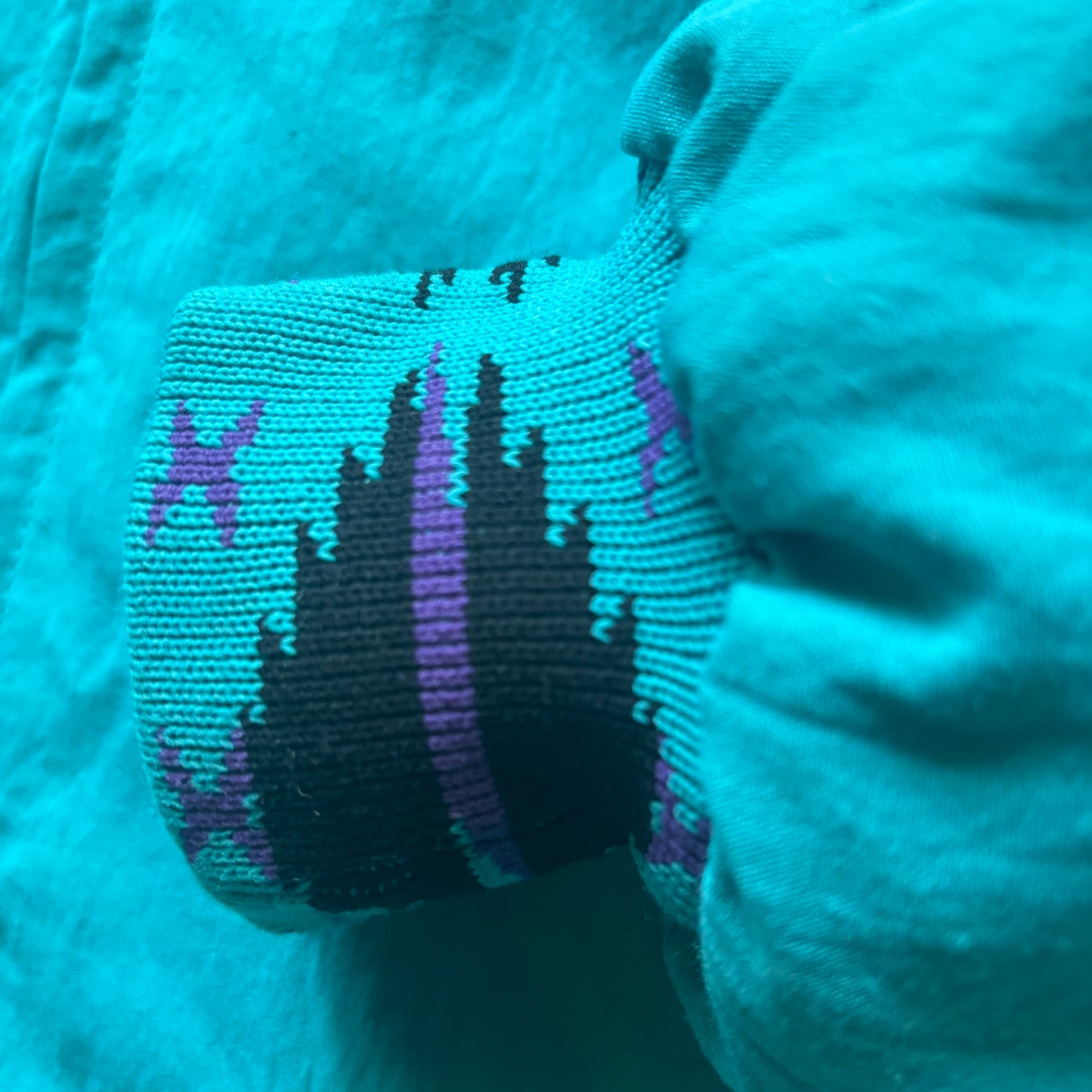 Vintage 90s Santa Fe Trail Southwestern Bomber Jacket XL Made USA Aztec Blanket Lined Teal Western Ranch Coat