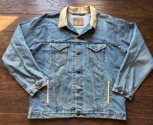 Vintage Western Arizona Denim Jacket with Tan Trim | Made in USA