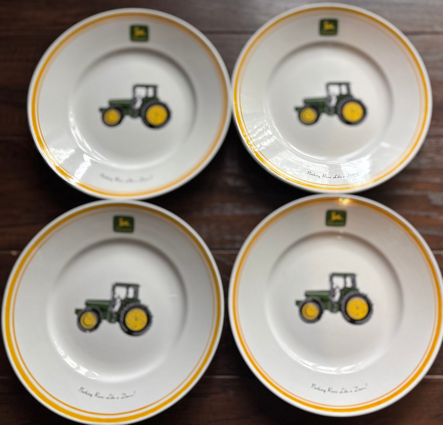 Vintage John Deere Dish Set 11 Pc Gibson Housewares Tractor Plates Bowls Farmhouse Kitchen Collectible Dinnerware
