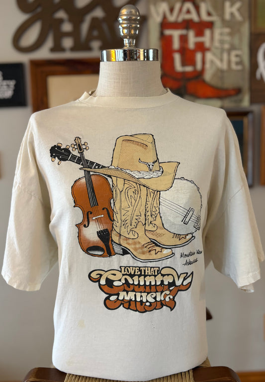 Vintage 1990s Country Music T-Shirt | Oneita Power-T USA Made | Mountain View, Arkansas | Love That Country Music Shirt