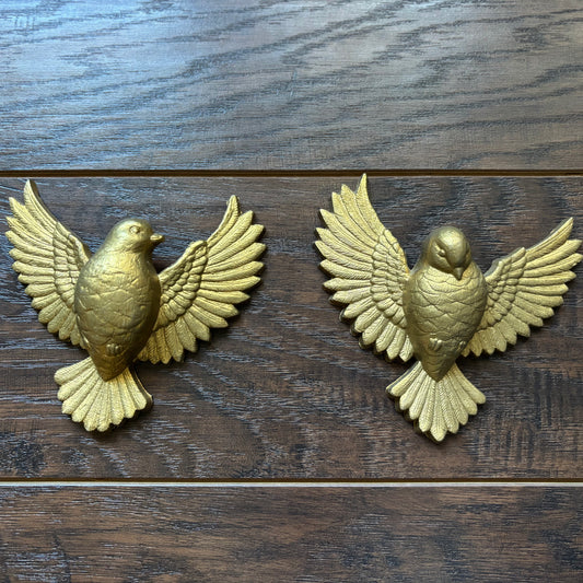 1974 Vintage Burwood Products Pair of Gold Love Birds  | Copyright MCMLXXXIV Made in USA