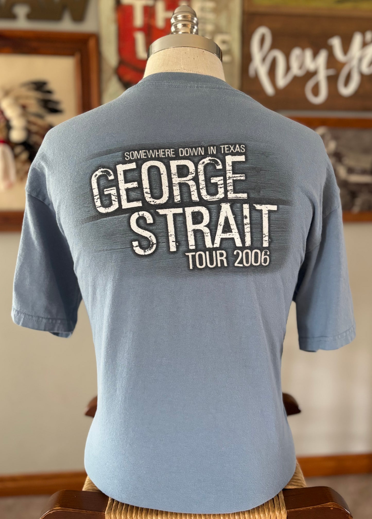 2006 George Strait Somewhere Down in Texas Tour Tee Vintage Country Concert Shirt Blue Graphic Large