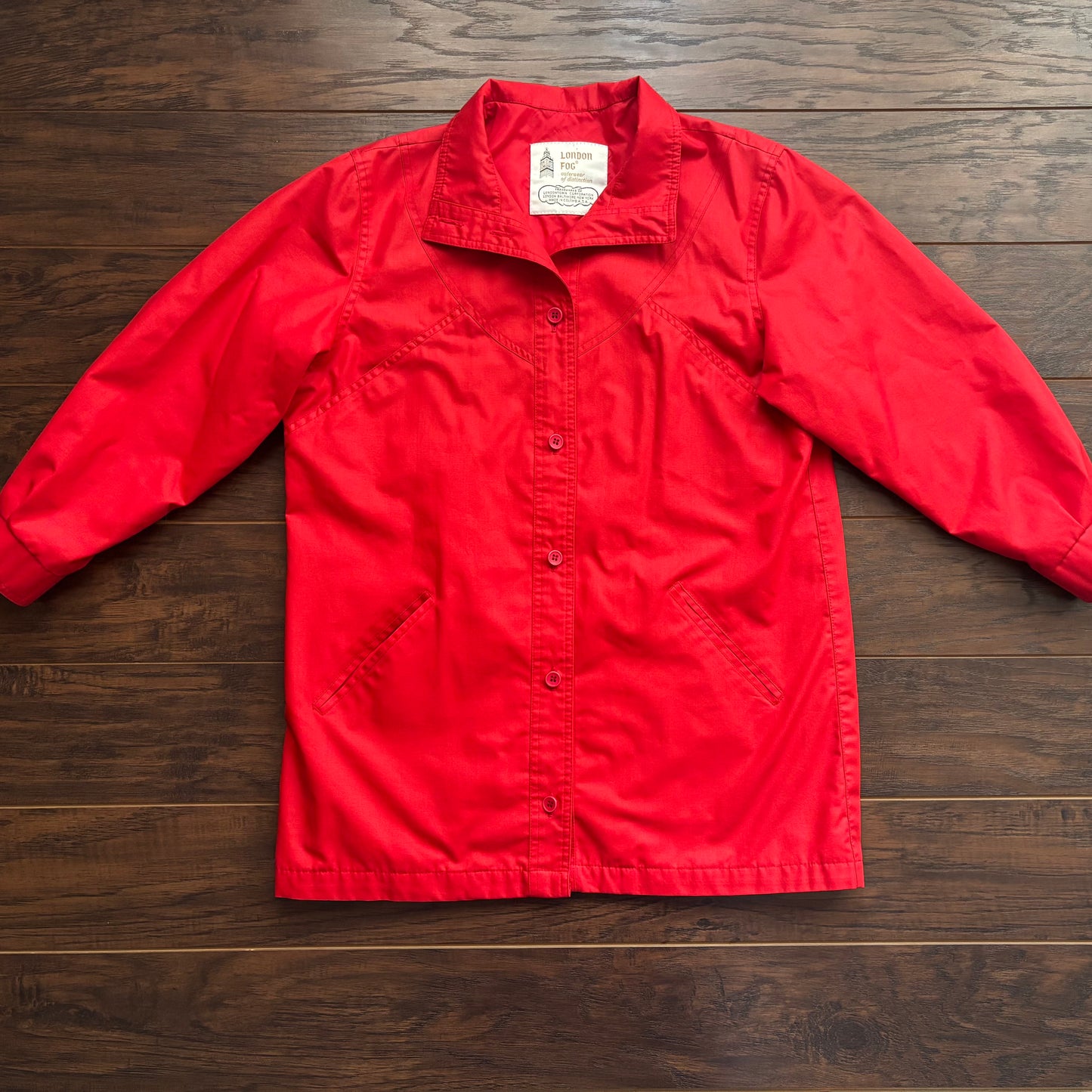 Vintage London Fog Red Jacket Womens Size 10 Reg Coat Outerwear Bright Red Lightweight Jacket Classic London Fog