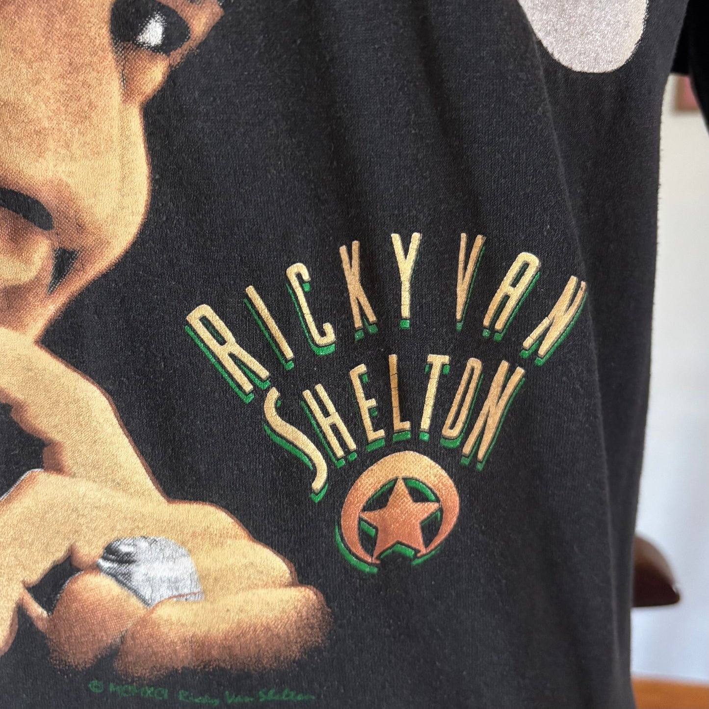 Vintage 90s Ricky Van Shelton T Shirt XL Country Music Graphic Tee Hanes Made in USA Pocket Shirt