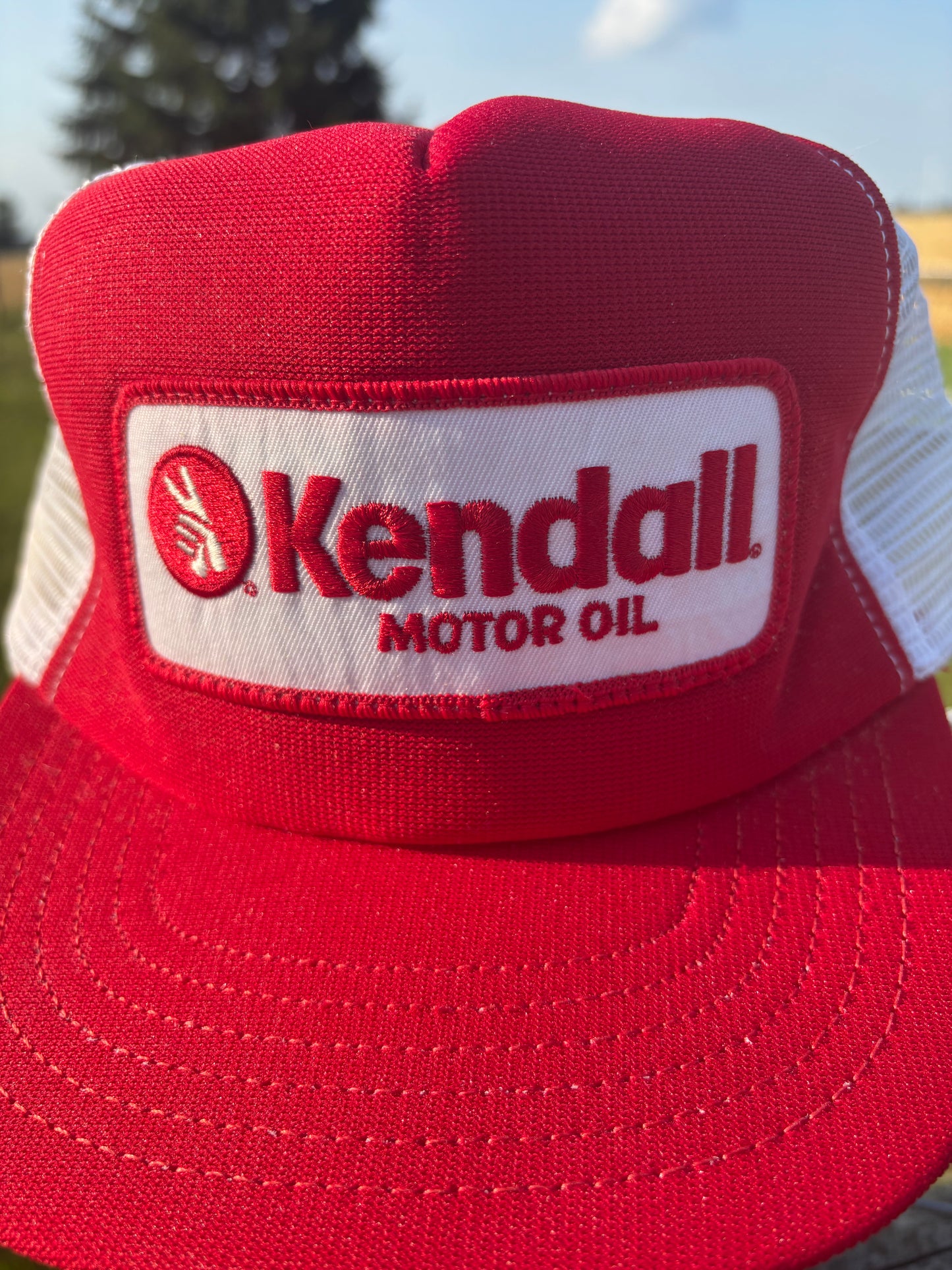 Vintage Kendall Motor Oil Trucker Hat USA Made | 1970s 1980s Red Mesh Snapback Advertising Cap | Gas & Oil Memorabilia | CHA Made