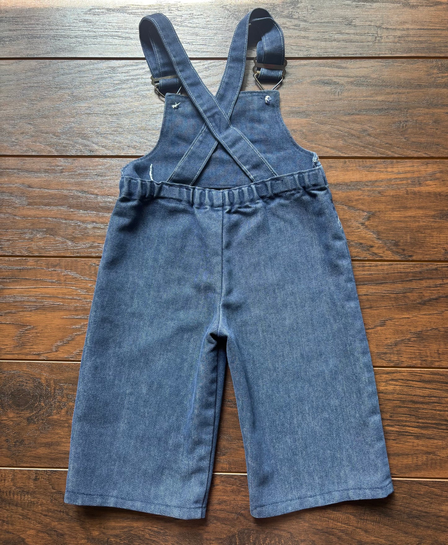 Vintage Handmade Kids Denim Overalls Cross Stitch Farm Barn Tractor Country Bib Overalls