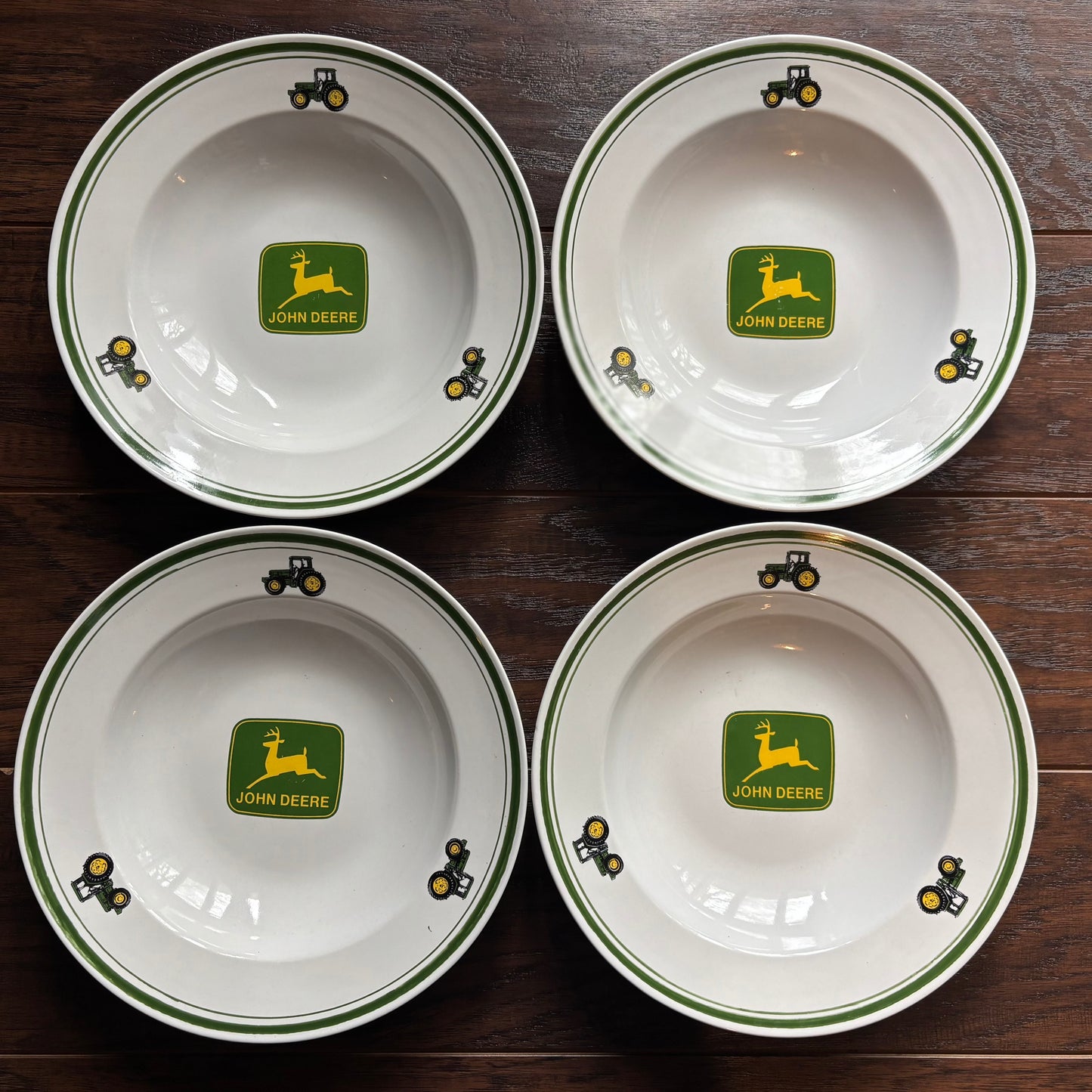 Vintage John Deere Dish Set 11 Pc Gibson Housewares Tractor Plates Bowls Farmhouse Kitchen Collectible Dinnerware