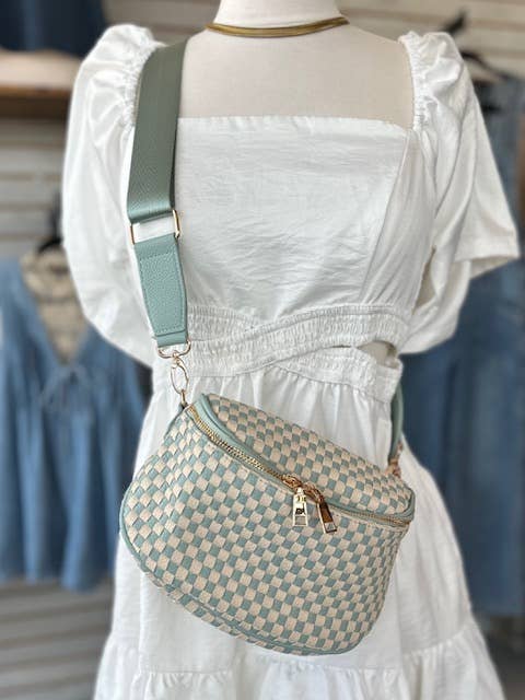 Birdie Saddle Checkered Crossbody Bag