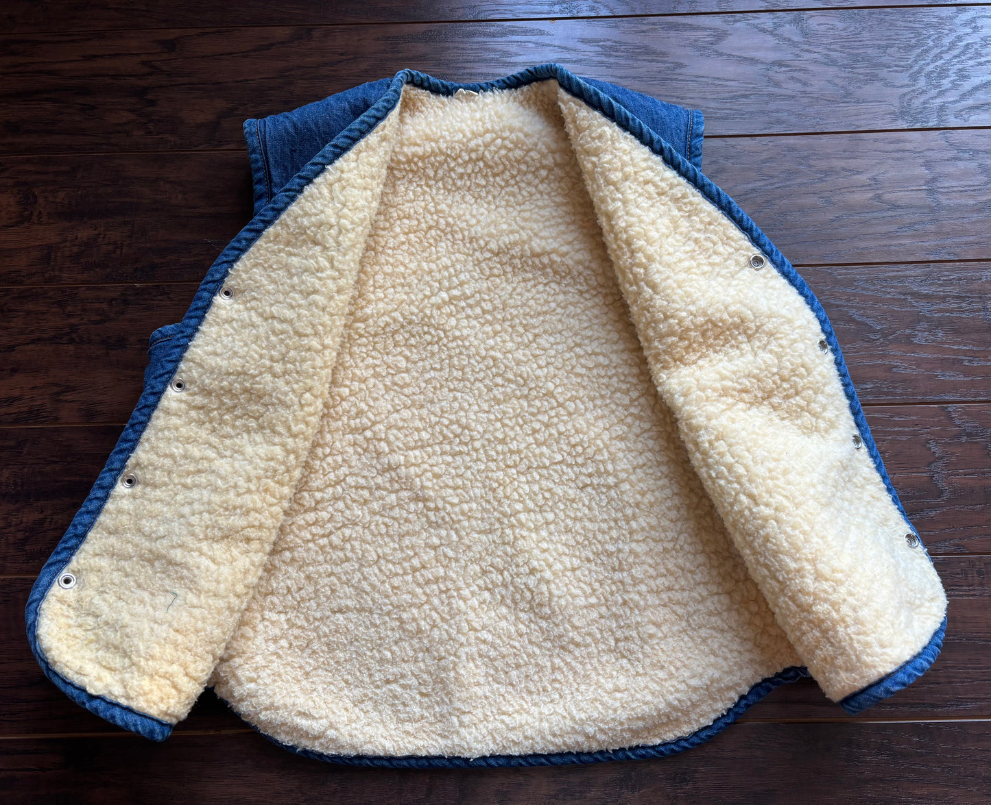 Vintage 1970s Denim Sherpa Vest | Western Ranch Workwear | Snap Front