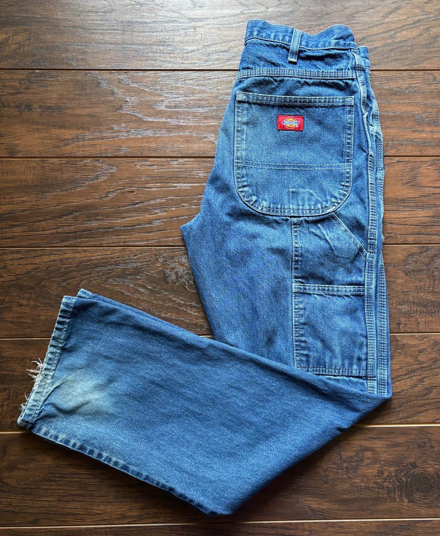 Vintage Dickies Carpenter Jeans 30x30.5 Blue Denim Workwear Utility Pants Y2K Hammer Loop Distressed Faded Men’s