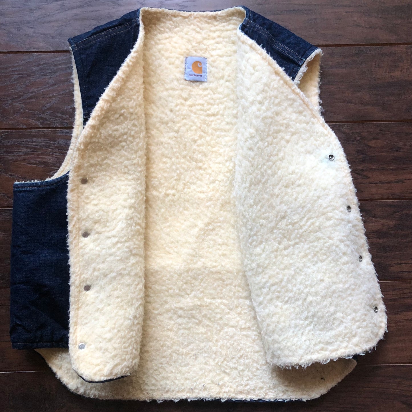 Vintage Carhartt Chore Denim Vest with Sherpa Lining