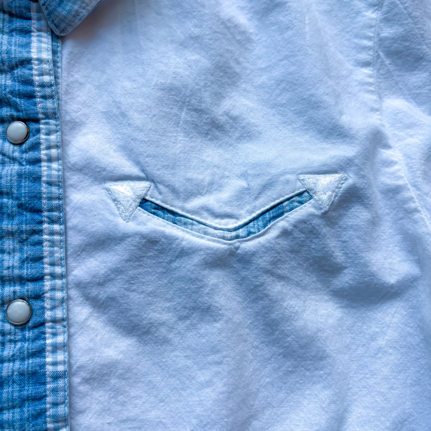 Vintage Western Women’s Rockies Shirt with Plaid Trim and Snap Buttons | Made in USA