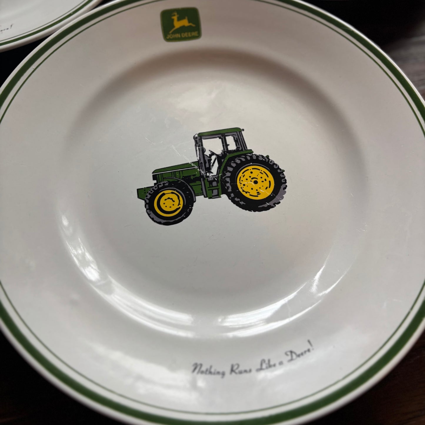 Vintage John Deere Dish Set 11 Pc Gibson Housewares Tractor Plates Bowls Farmhouse Kitchen Collectible Dinnerware