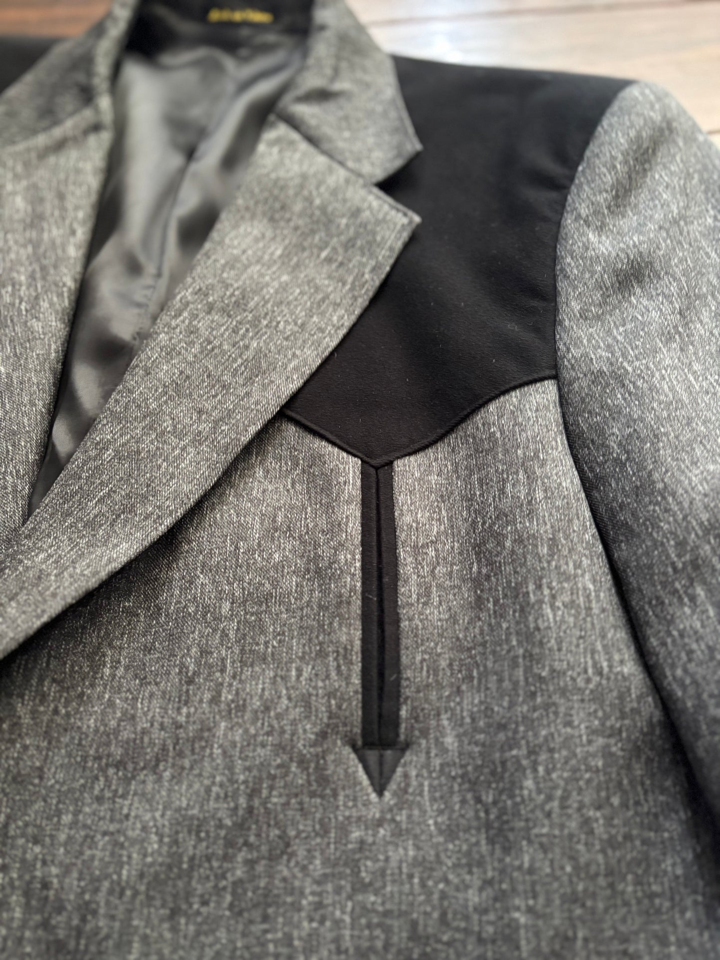 Vintage Western Men’s Circle S Blazer Sport Coat Gray & Black Yoke Jacket Men’s 48L