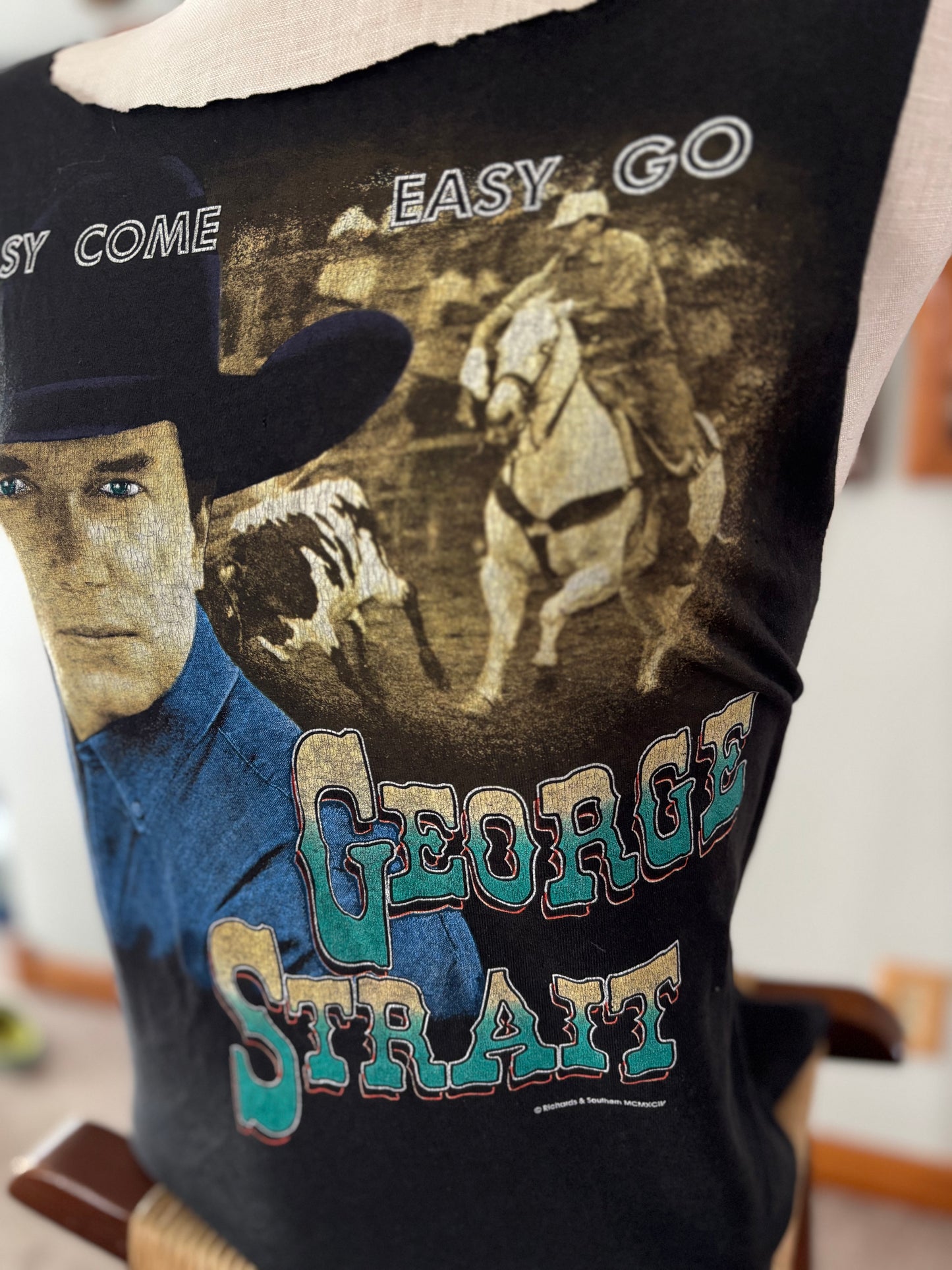 Vintage 1994 George Strait “Easy Come Easy Go” Distressed Country Concert Tank Top