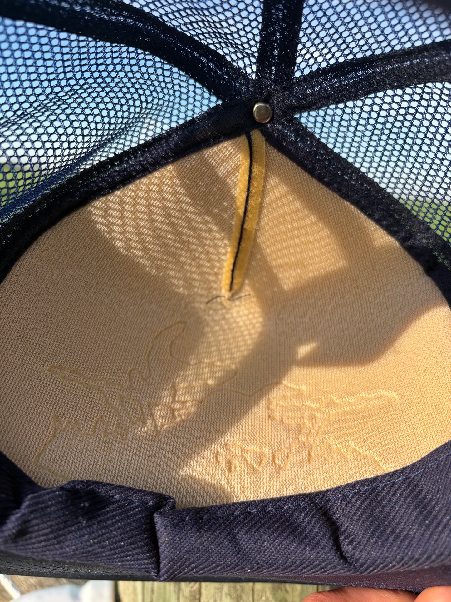 Vintage 80s Mallard Duck Trucker Hat Navy Blue Mesh Snapback Hunting Marsh Outdoors Cap Made in Taiwan