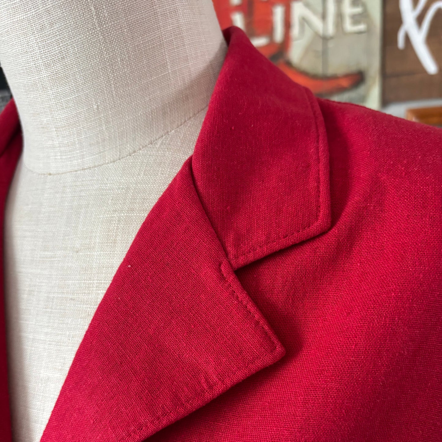 Vintage Western Women’s Red Cropped Blazer Jacket | Concho Buttons Rope Embroidered | Medium