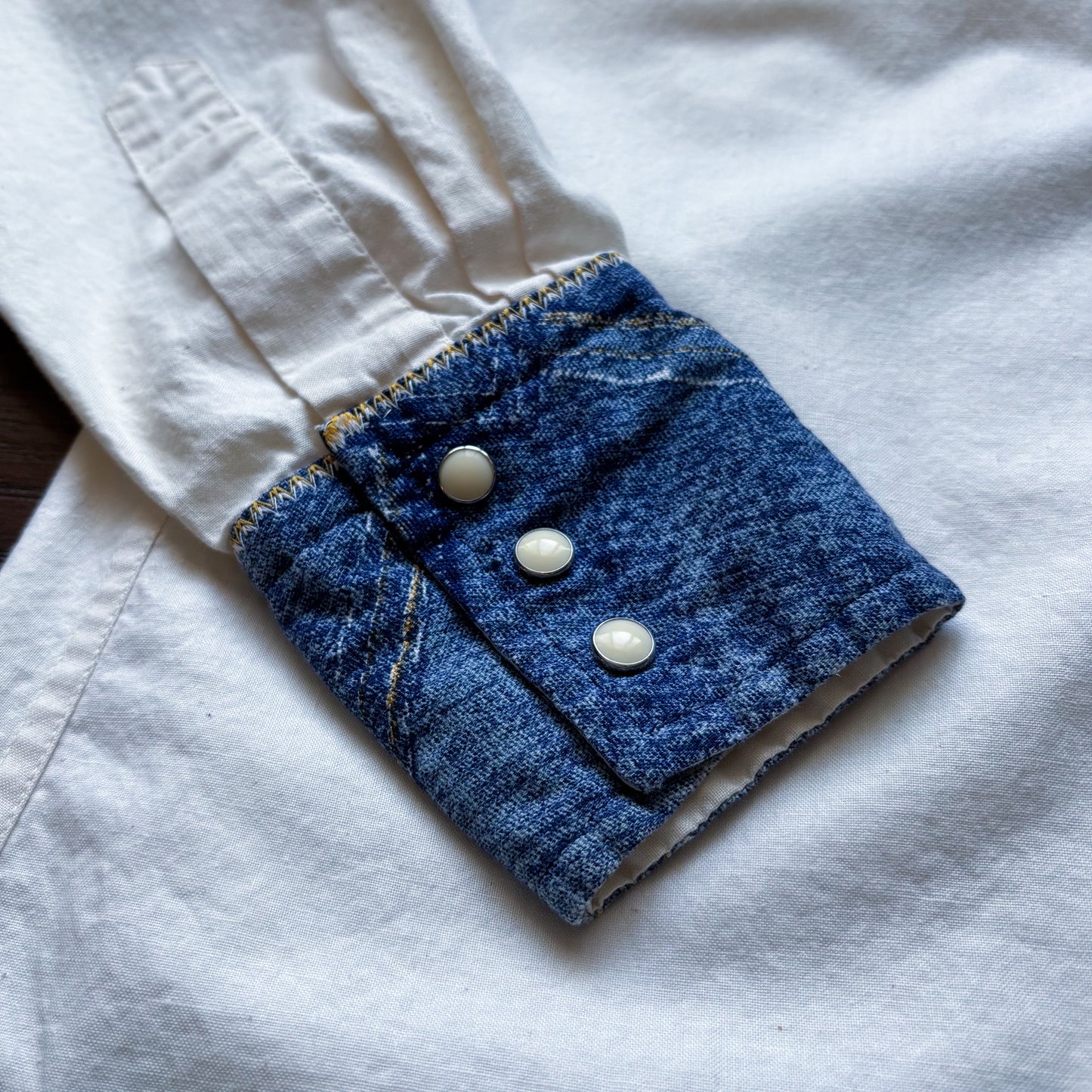 Vintage Western Men’s Shirt with Embroidered Initials on Yoke with Snap Buttons | Handmade by Mother