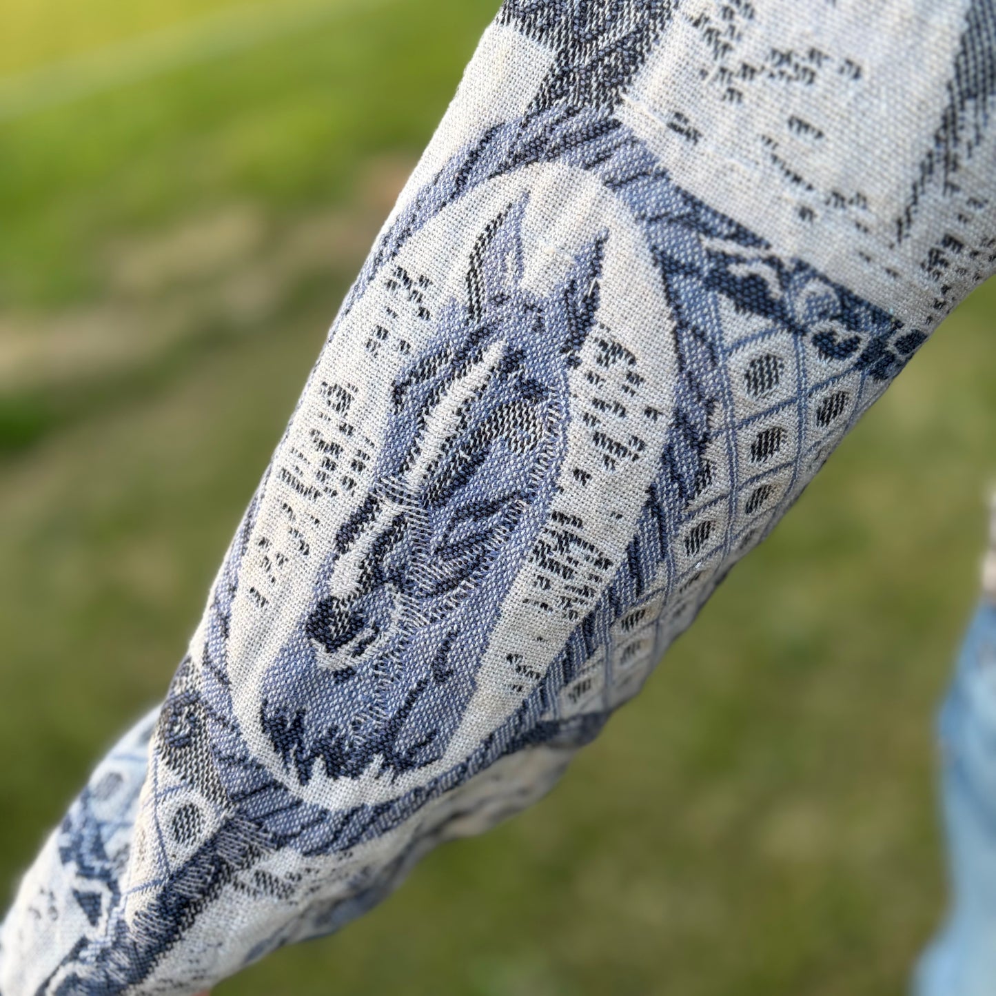 Vintage Horse Tapestry Jacket Womens Western Equestrian Cotton Woven Denim Trim Horse Lover Ranch Style