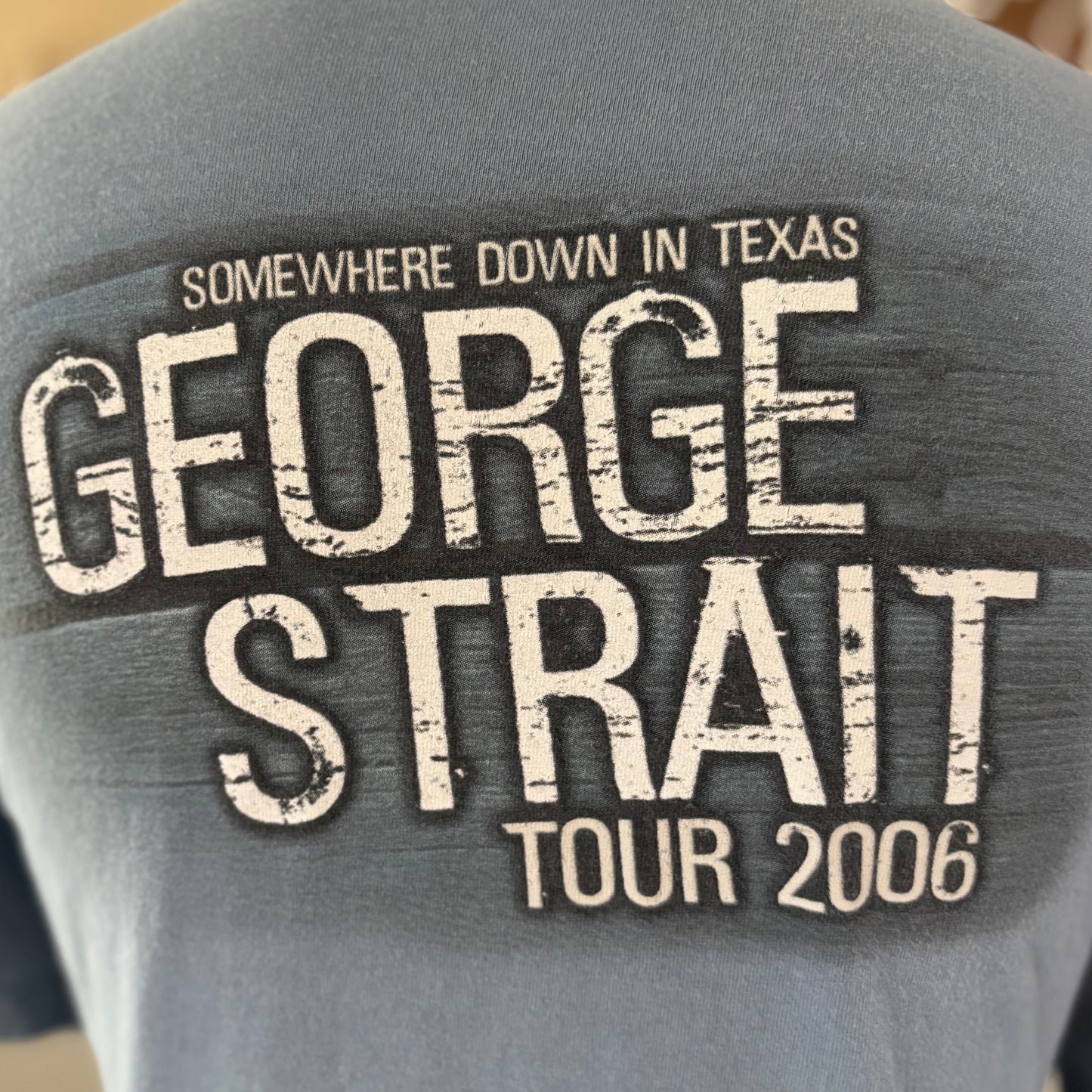 2006 George Strait Somewhere Down in Texas Tour Tee Vintage Country Concert Shirt Blue Graphic Large