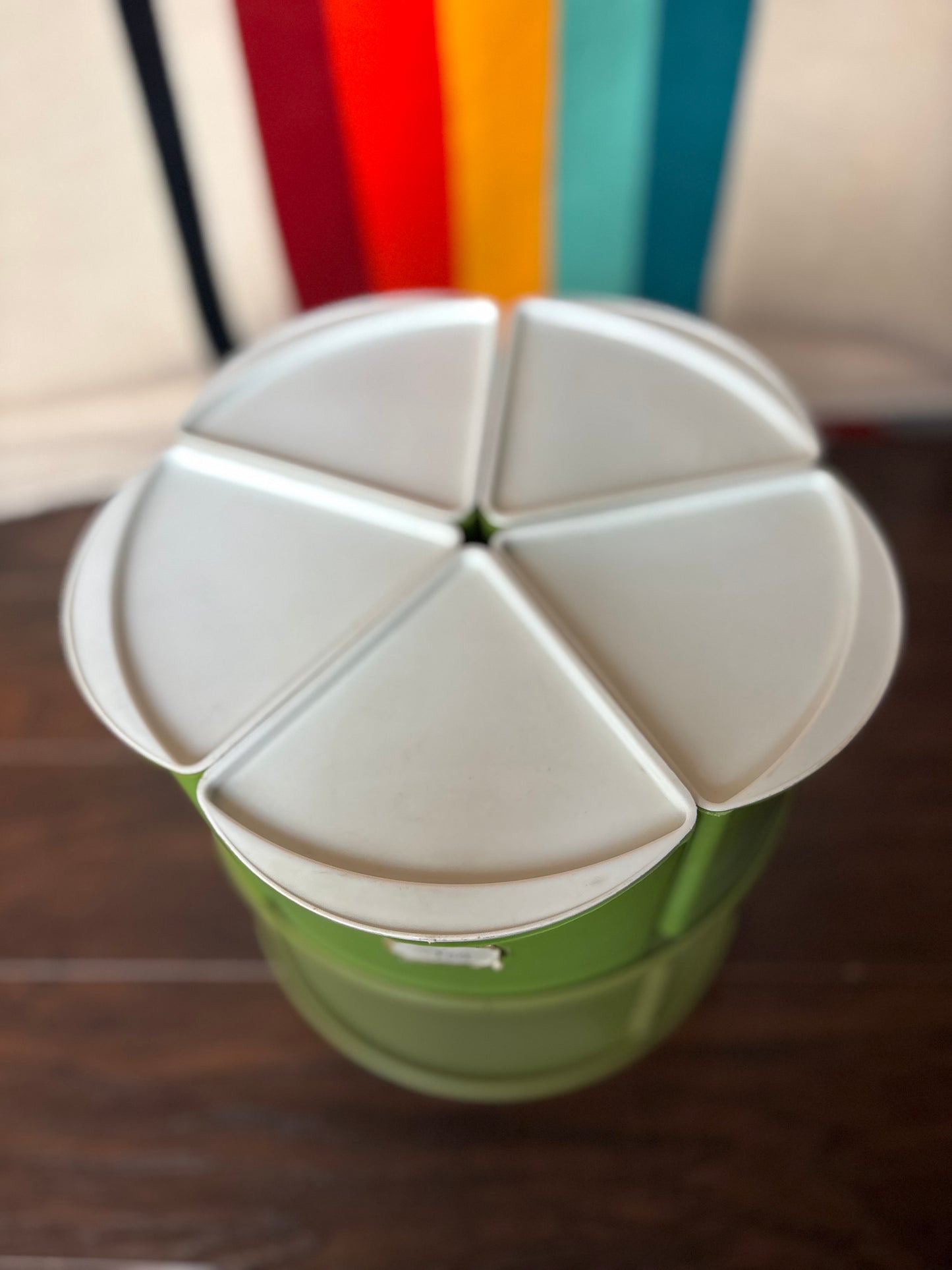 Vintage 1970s Rubbermaid Avocado Green Lazy Susan Canister Set | 5 Piece Revolving Kitchen Organizer | Retro MCM Storage Carousel