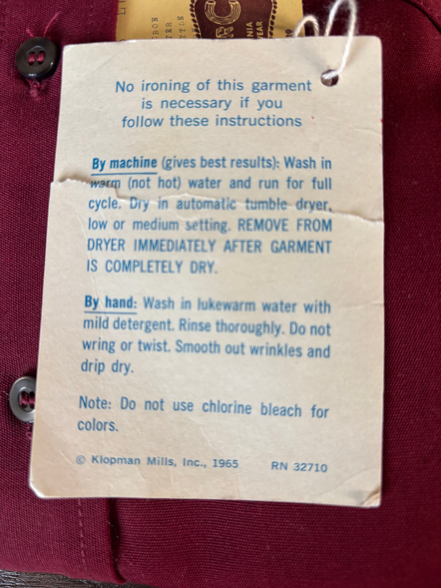 1960s H Bar C Western Shirt NOS Ladies Permanent Press Shirt 60s 70s Burgundy Western Blouse Deadstock California Ranchwear