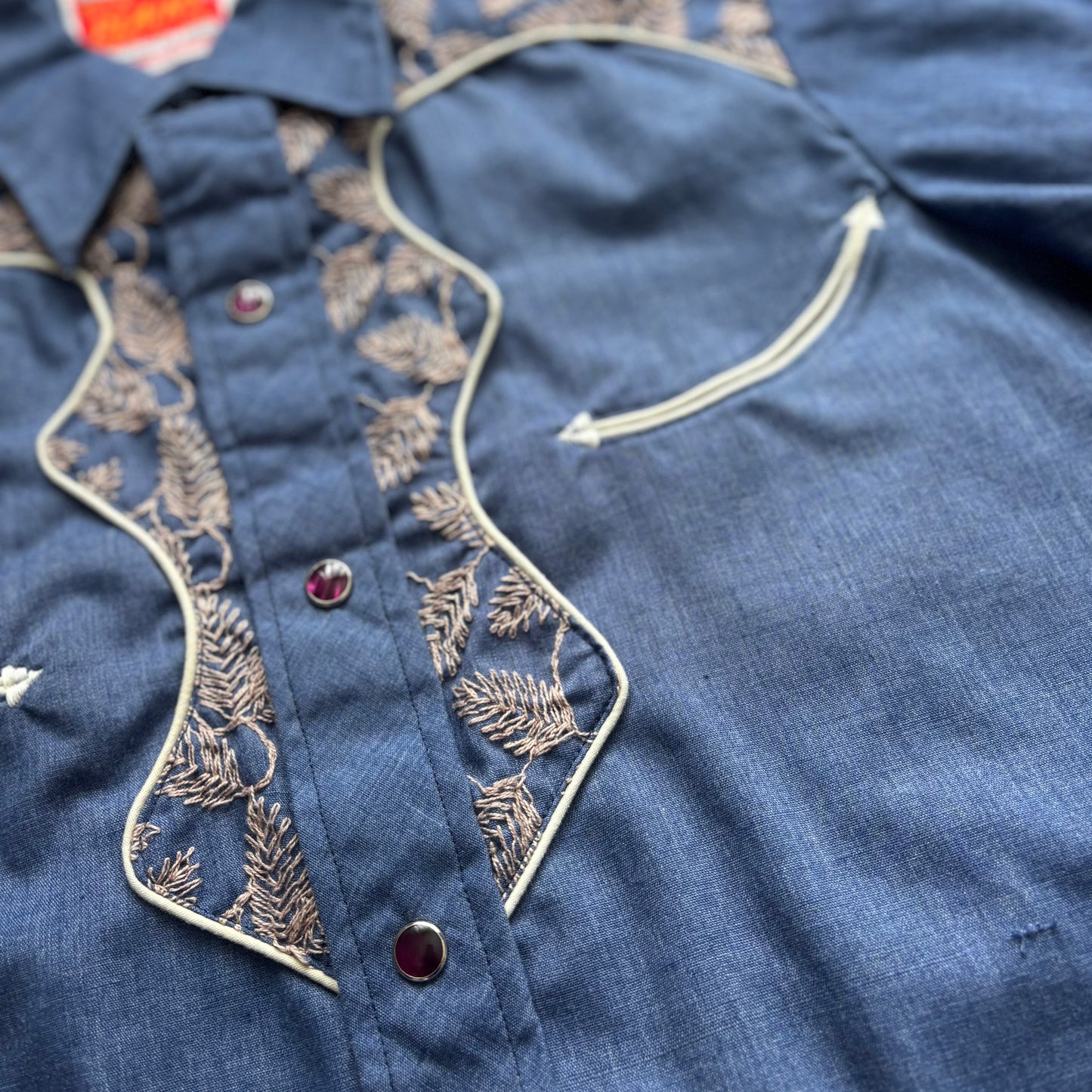Vintage Ely Plains Western Pearl Snap Shirt | Embroidered Yoke Pearl | Made in USA