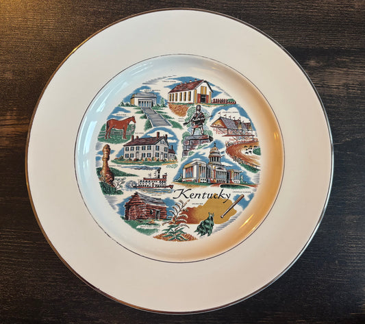 Vintage Kentucky Souvenir Plate Mid Century Travel Plate Churchill Downs Daniel Boone Lincoln Louisville Slugger State Decor