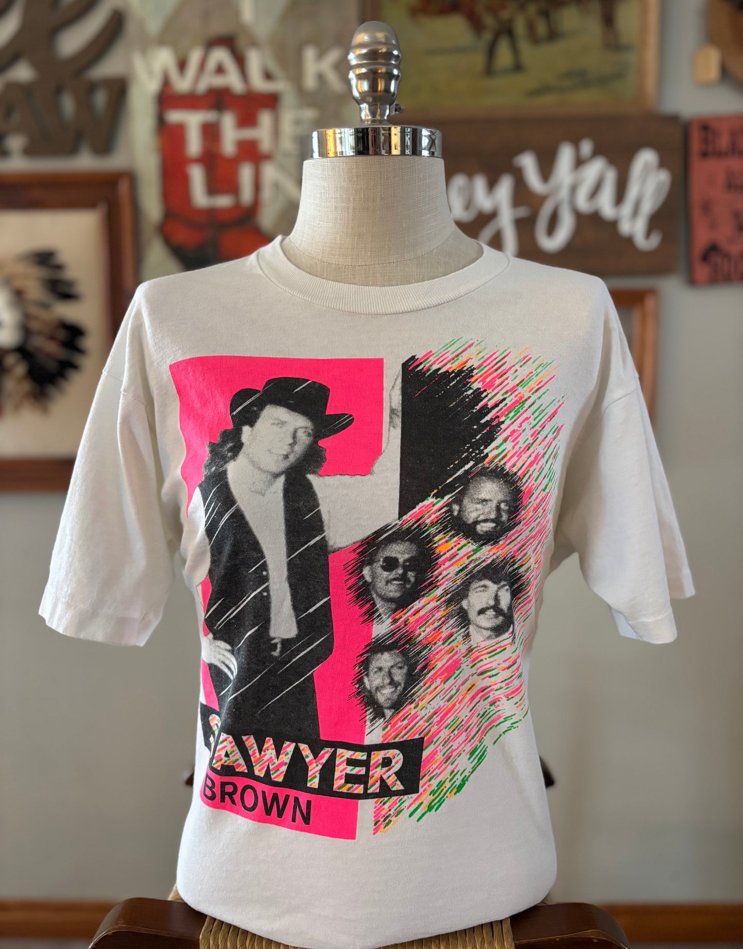 1989 Vintage Sawyer Brown Country Band Tee Neon Graphic Fruit of the Loom Made in USA Large