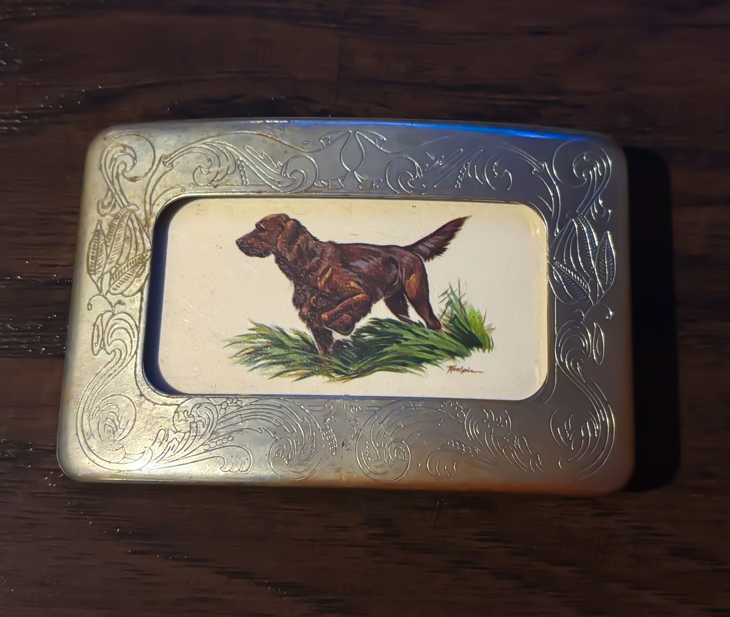 Vintage Buddy’s Belt Buckle Stainless Steel Irish Setter Bird Dog Milwaukee Wisconsin