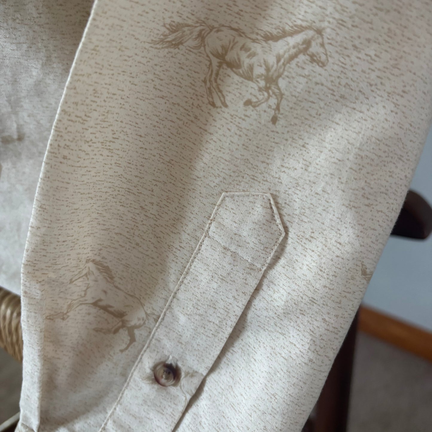 Vintage Bit & Bridle Rodeo Western Shirt Large | Bull Riding Cowboy Print Button Down | Made in Korea