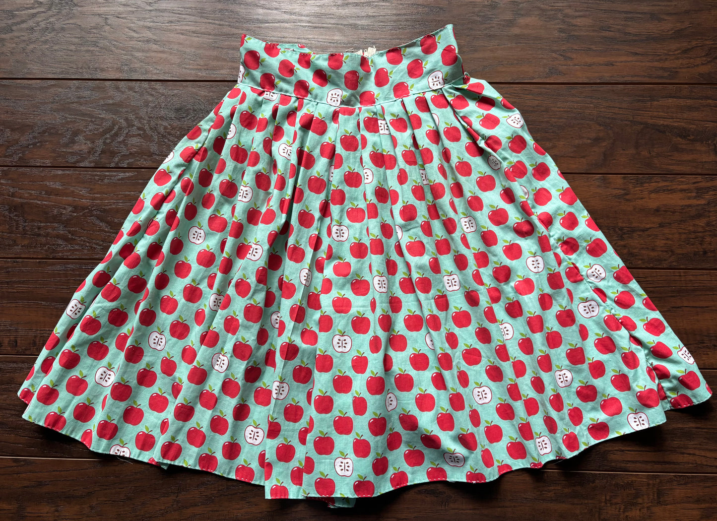 Handmade Apple Print Skirt | Teacher Core Midi Skirt | Novelty Print XS/S