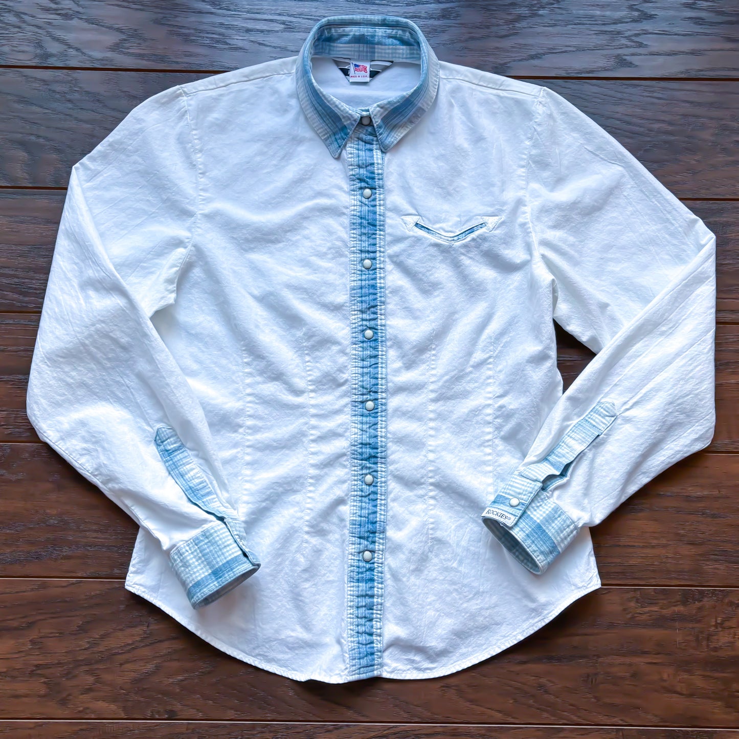 Vintage Western Women’s Rockies Shirt with Plaid Trim and Snap Buttons | Made in USA